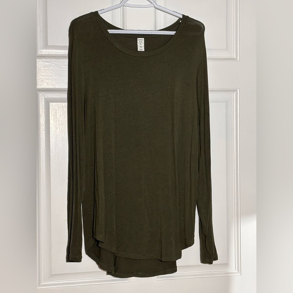 Old Navy Luxe Dark Olive Green Long Sleeve Tunic Top Size XL